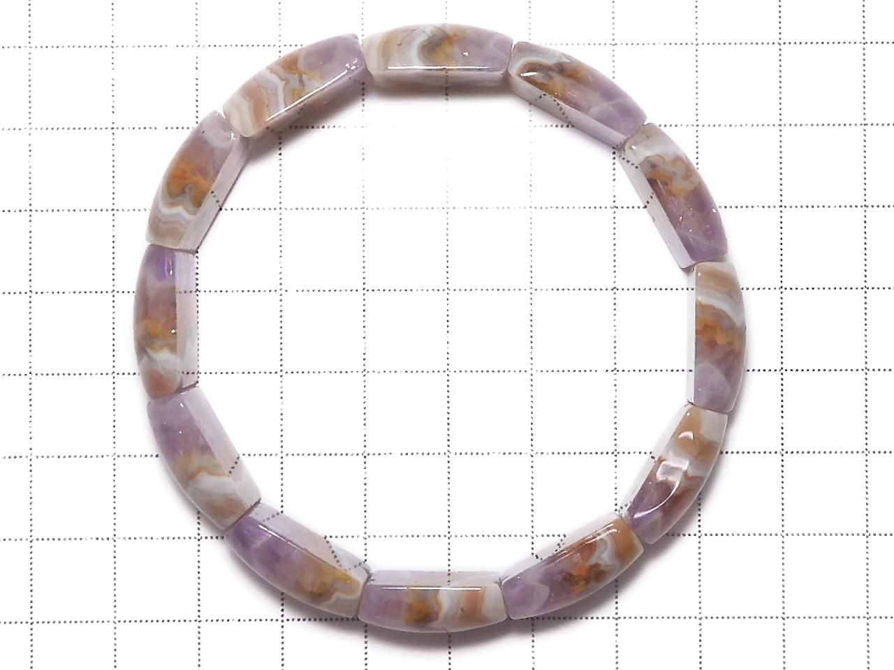 Amethyst Bangle Bracelet 2-Hole Rectangle 1strand beads NO.105 [One of a kind]
