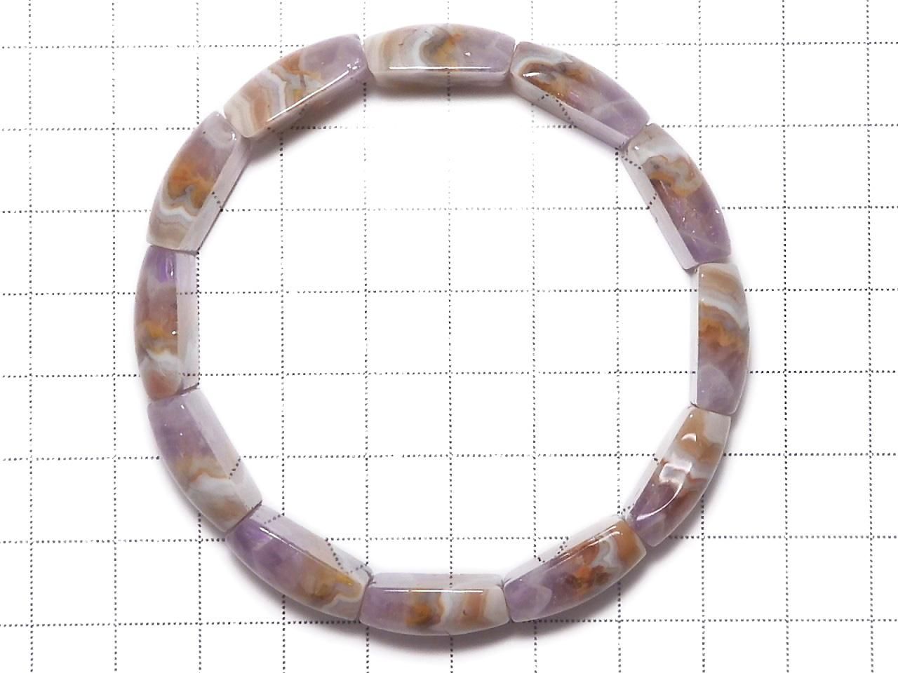 Amethyst Bangle Bracelet 2-Hole Rectangle 1strand beads NO.105 [One of a kind]