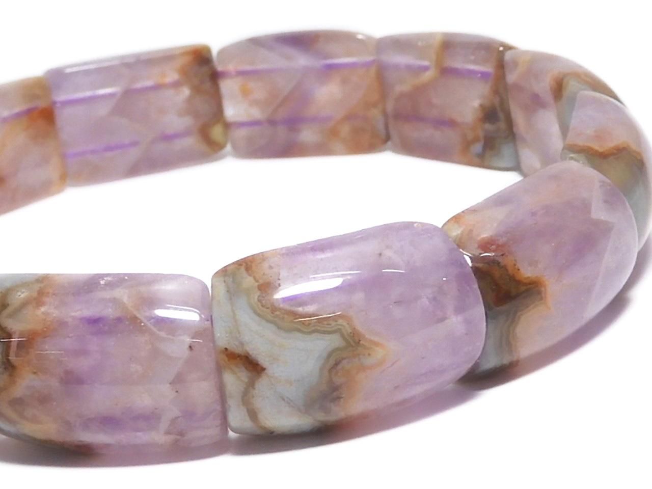 Amethyst Bangle Bracelet 2-Hole Rectangle 1strand beads (NO.108) [One of a kind]
