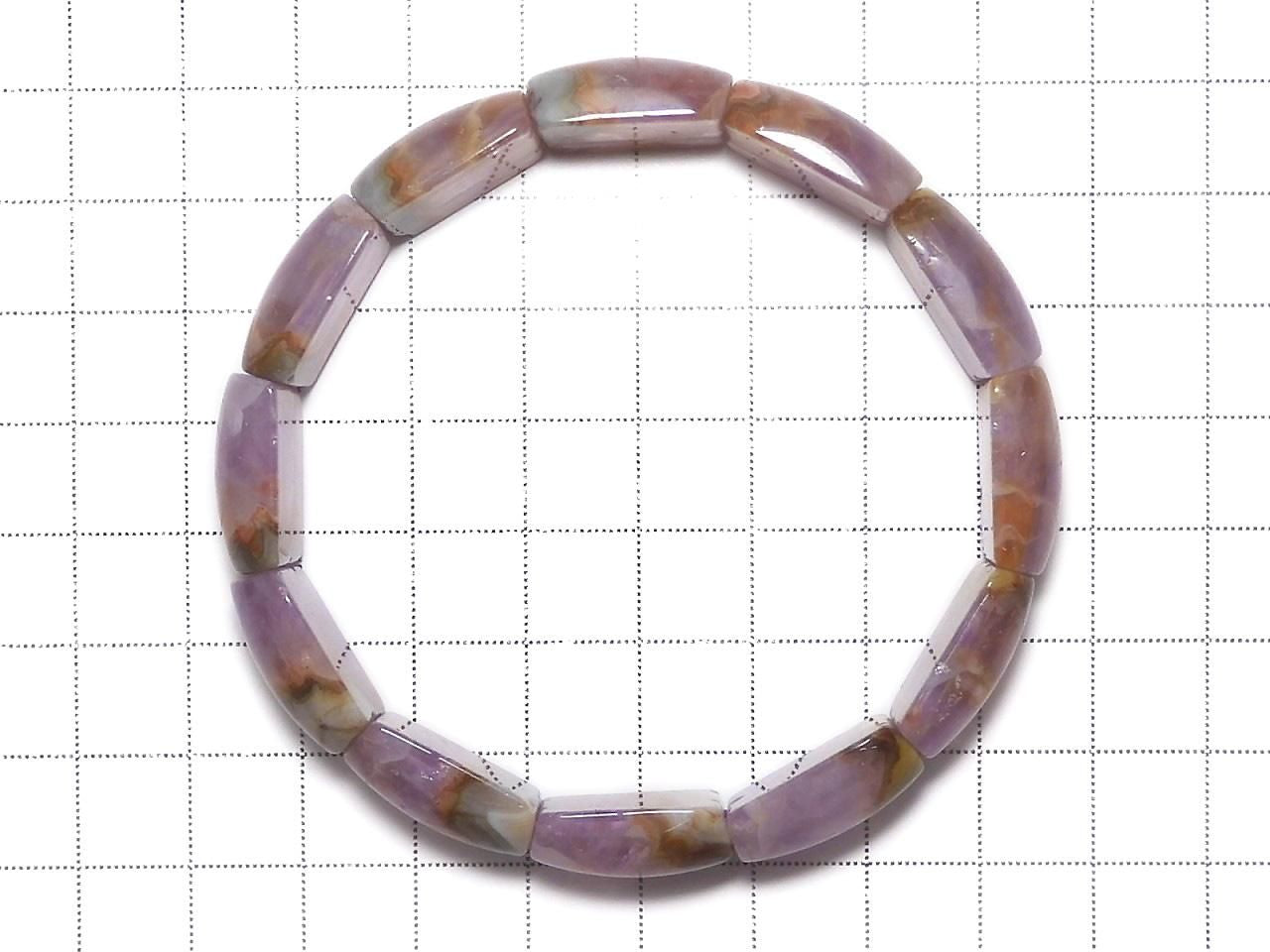 Amethyst Bangle Bracelet 2-Hole Rectangle 1strand beads (NO.108) [One of a kind]