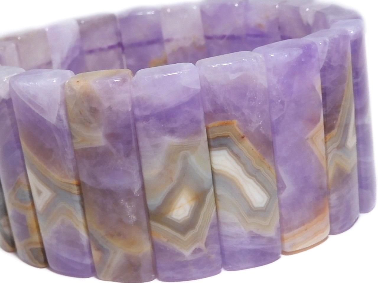 Amethyst Bangle Bracelet 2-Hole Rectangle 1strand beads NO.1 [One of a kind]