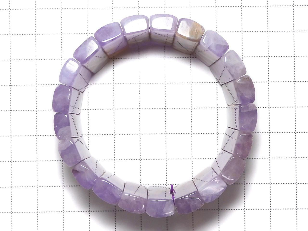 Amethyst Bangle Bracelet 2-Hole Rectangle 1strand beads NO.1 [One of a kind]