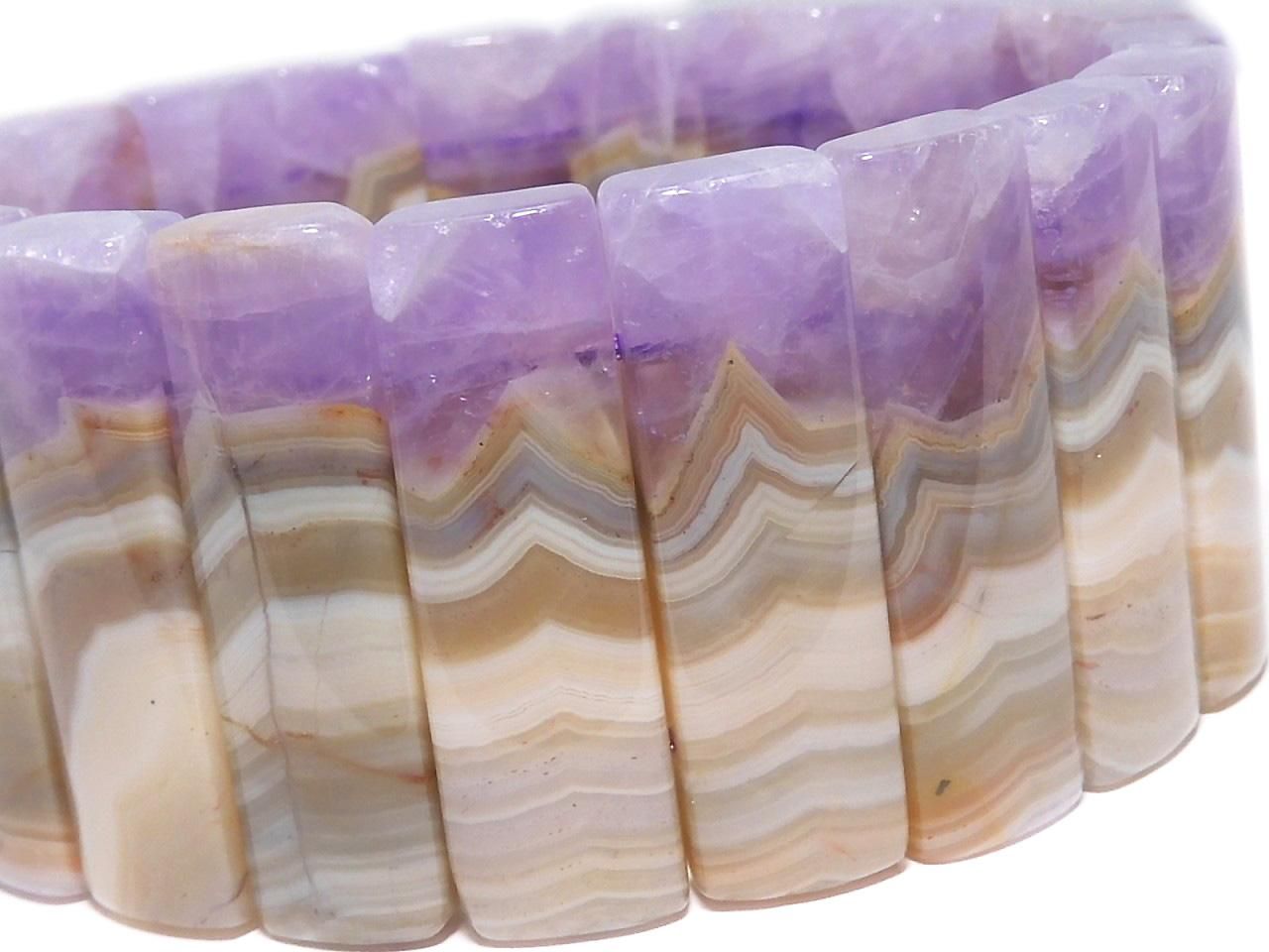 Amethyst Bangle Bracelet 2-Hole Rectangle 1strand beads NO.2 [One of a kind]