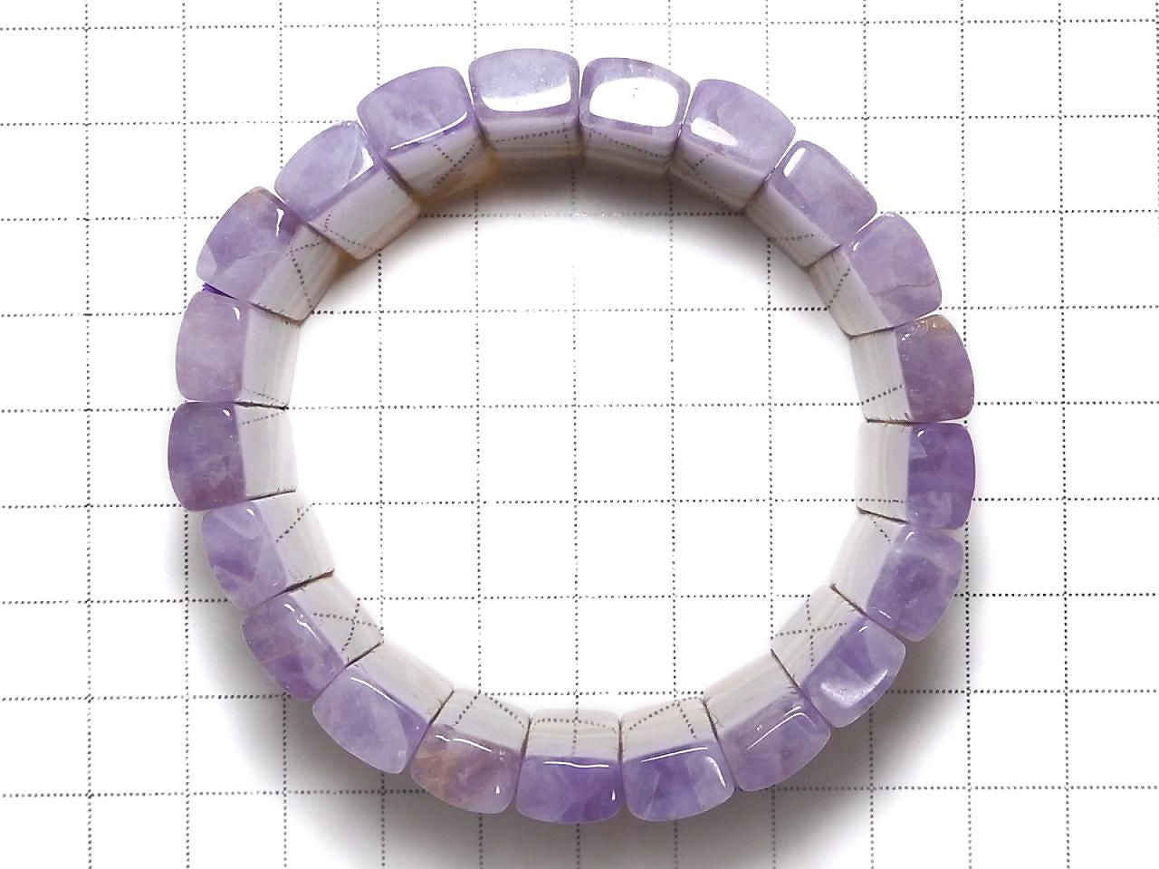 Amethyst Bangle Bracelet 2-Hole Rectangle 1strand beads NO.2 [One of a kind]