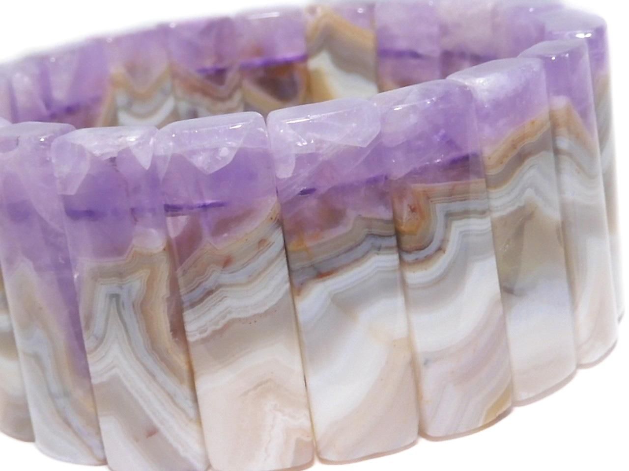 Amethyst Bangle Bracelet 2-Hole Rectangle 1strand beads NO.3 [One of a kind]