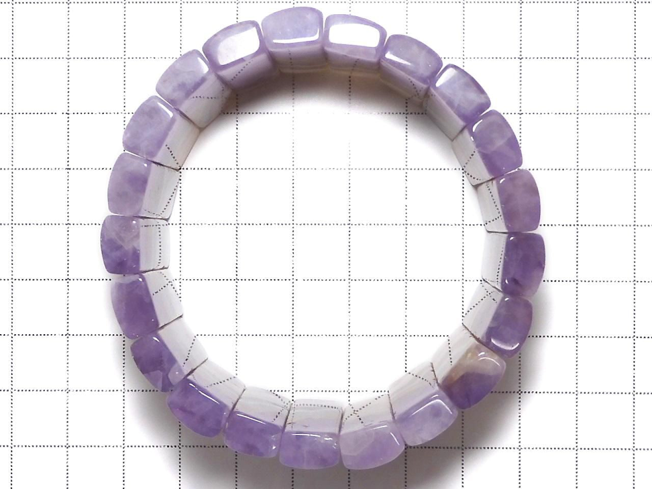 Amethyst Bangle Bracelet 2-Hole Rectangle 1strand beads NO.3 [One of a kind]