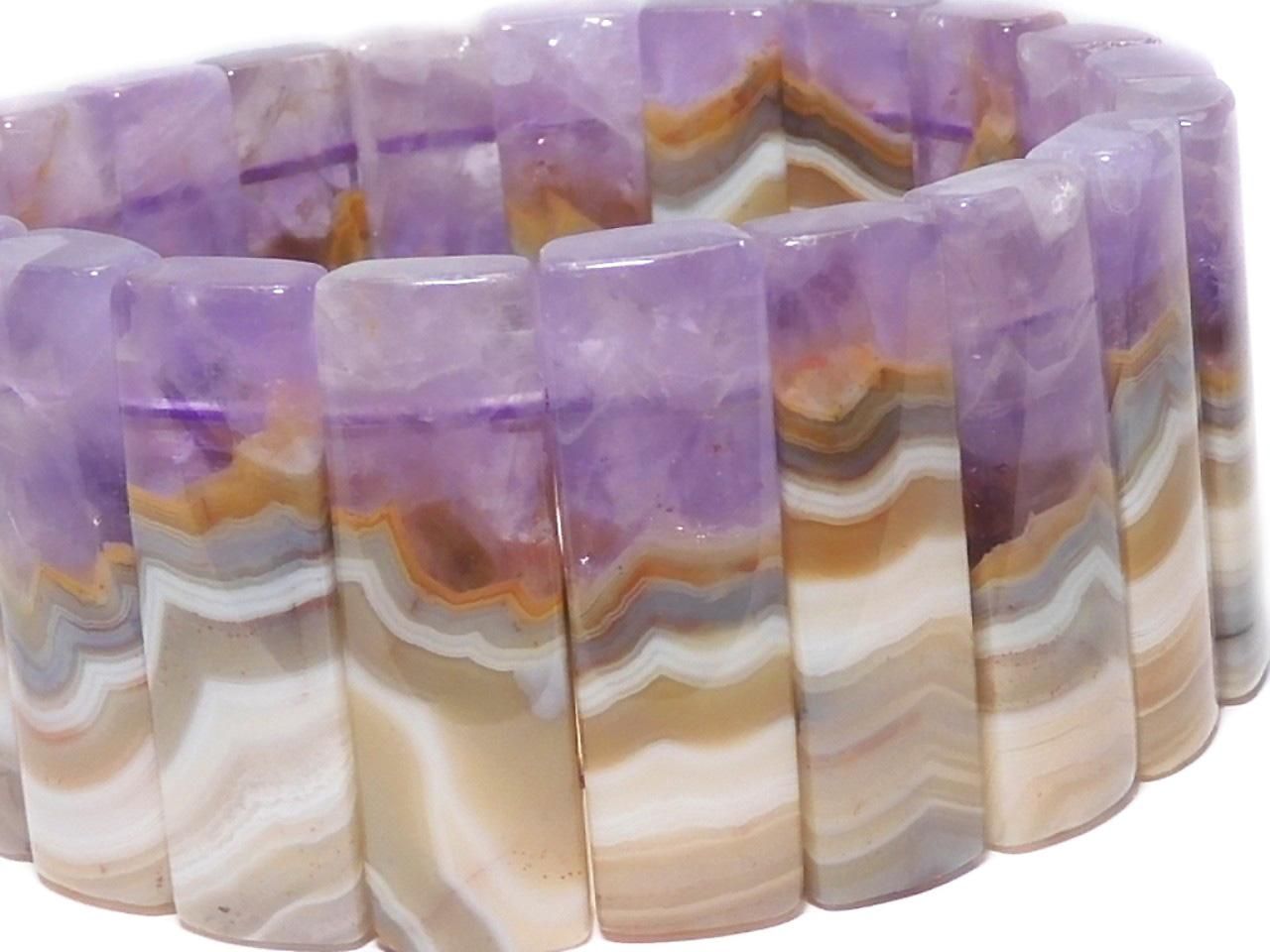 Amethyst Bangle Bracelet 2-Hole Rectangle 1strand beads NO.4 [One of a kind]