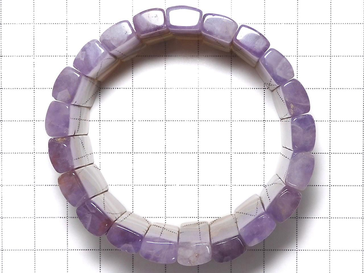 Amethyst Bangle Bracelet 2-Hole Rectangle 1strand beads NO.4 [One of a kind]
