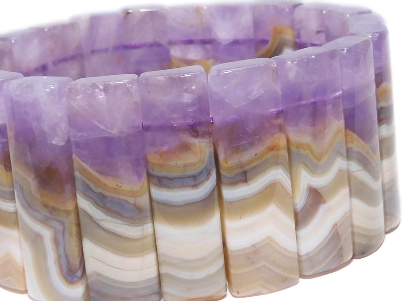 Amethyst Bangle Bracelet 2-Hole Rectangle 1strand beads NO.5 [One of a kind]