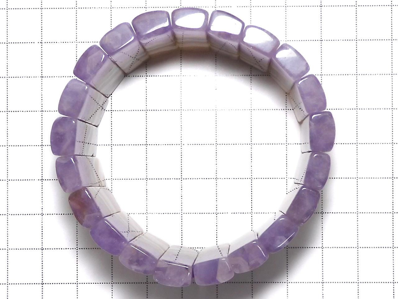 Amethyst Bangle Bracelet 2-Hole Rectangle 1strand beads NO.5 [One of a kind]