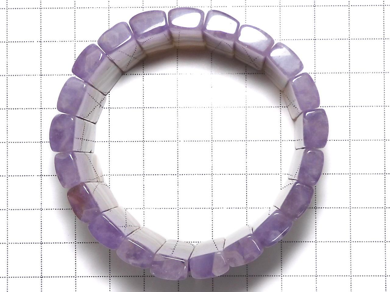 Amethyst Bangle Bracelet 2-Hole Rectangle 1strand beads NO.5 [One of a kind]