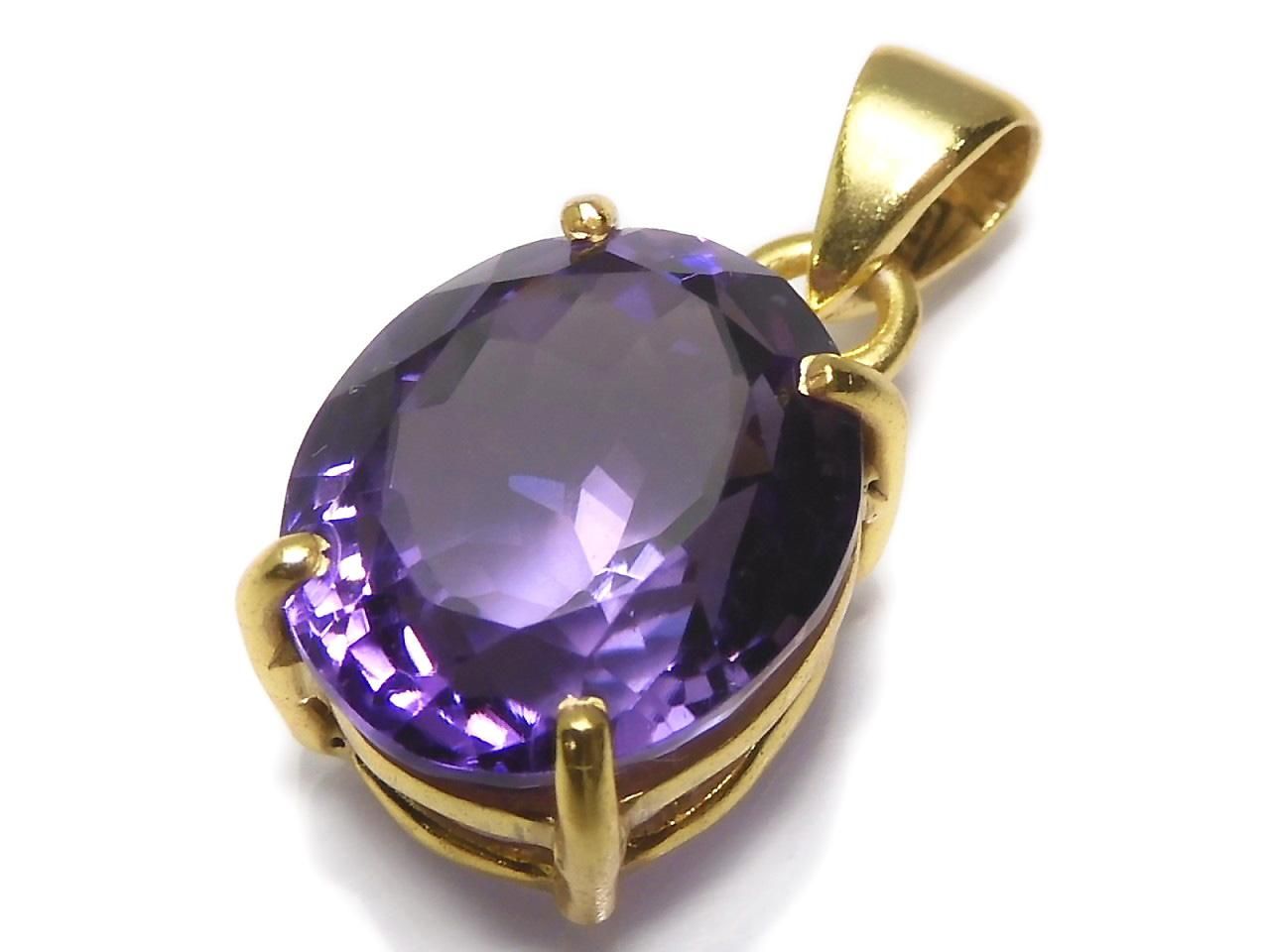 High Quality Amethyst AAA Faceted Pendant 18KGP NO.137 [One of a kind]
