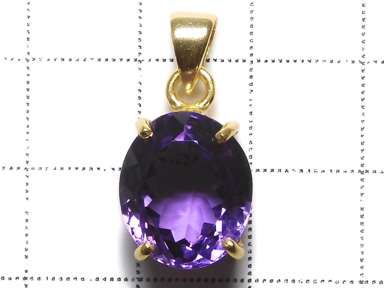 High Quality Amethyst AAA Faceted Pendant 18KGP NO.137 [One of a kind]