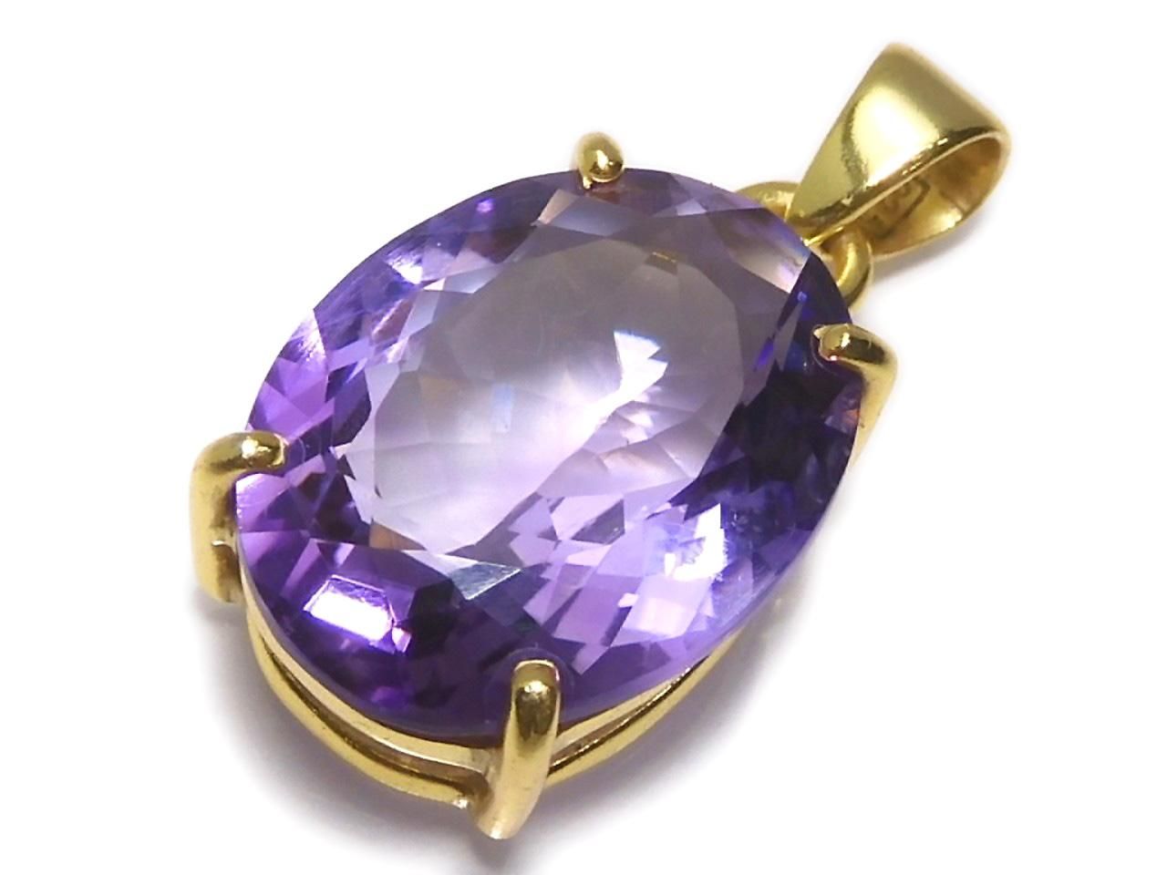 High Quality Amethyst AAA Faceted Pendant 18KGP NO.140 [One of a kind]