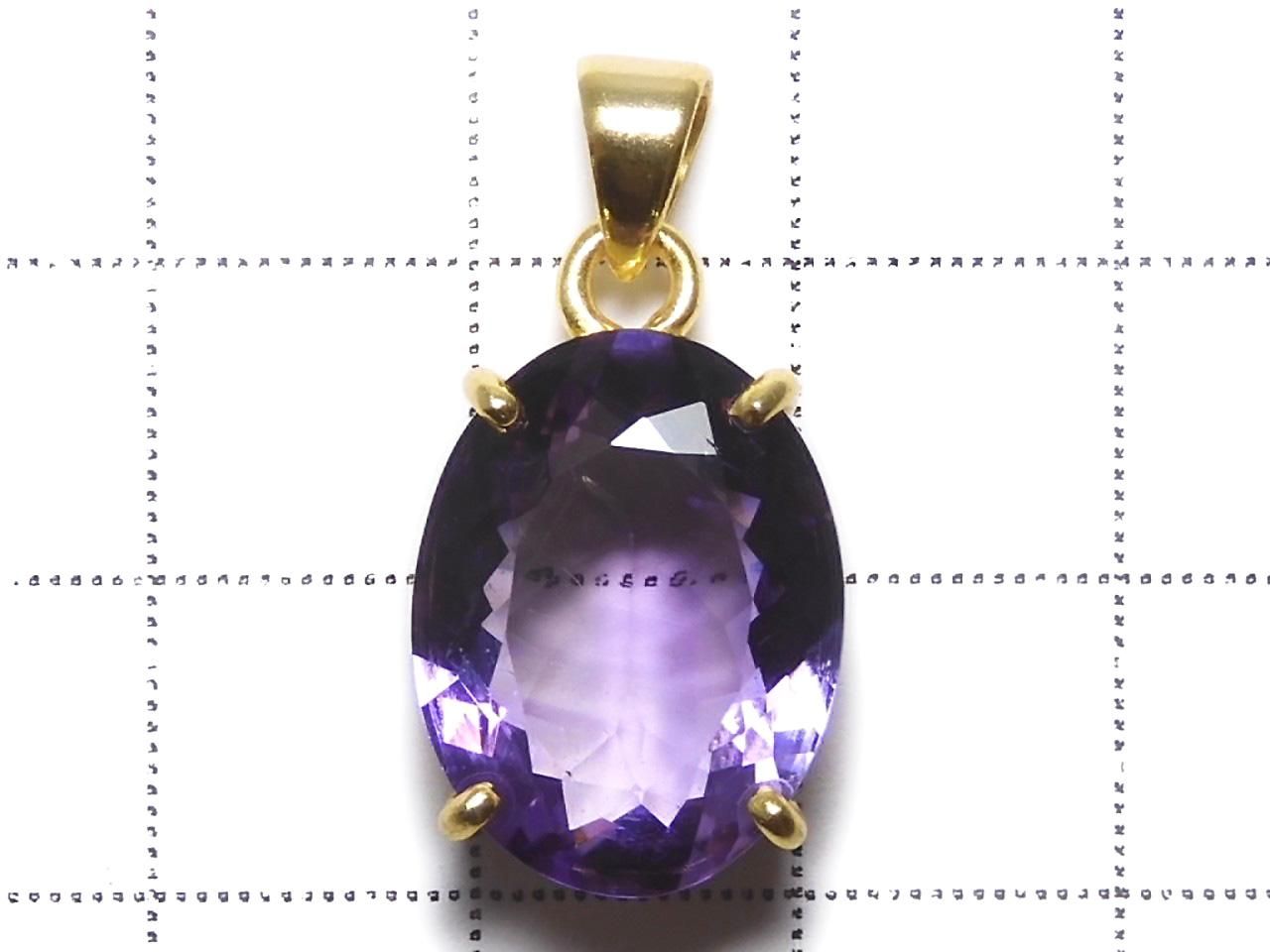 High Quality Amethyst AAA Faceted Pendant 18KGP NO.140 [One of a kind]