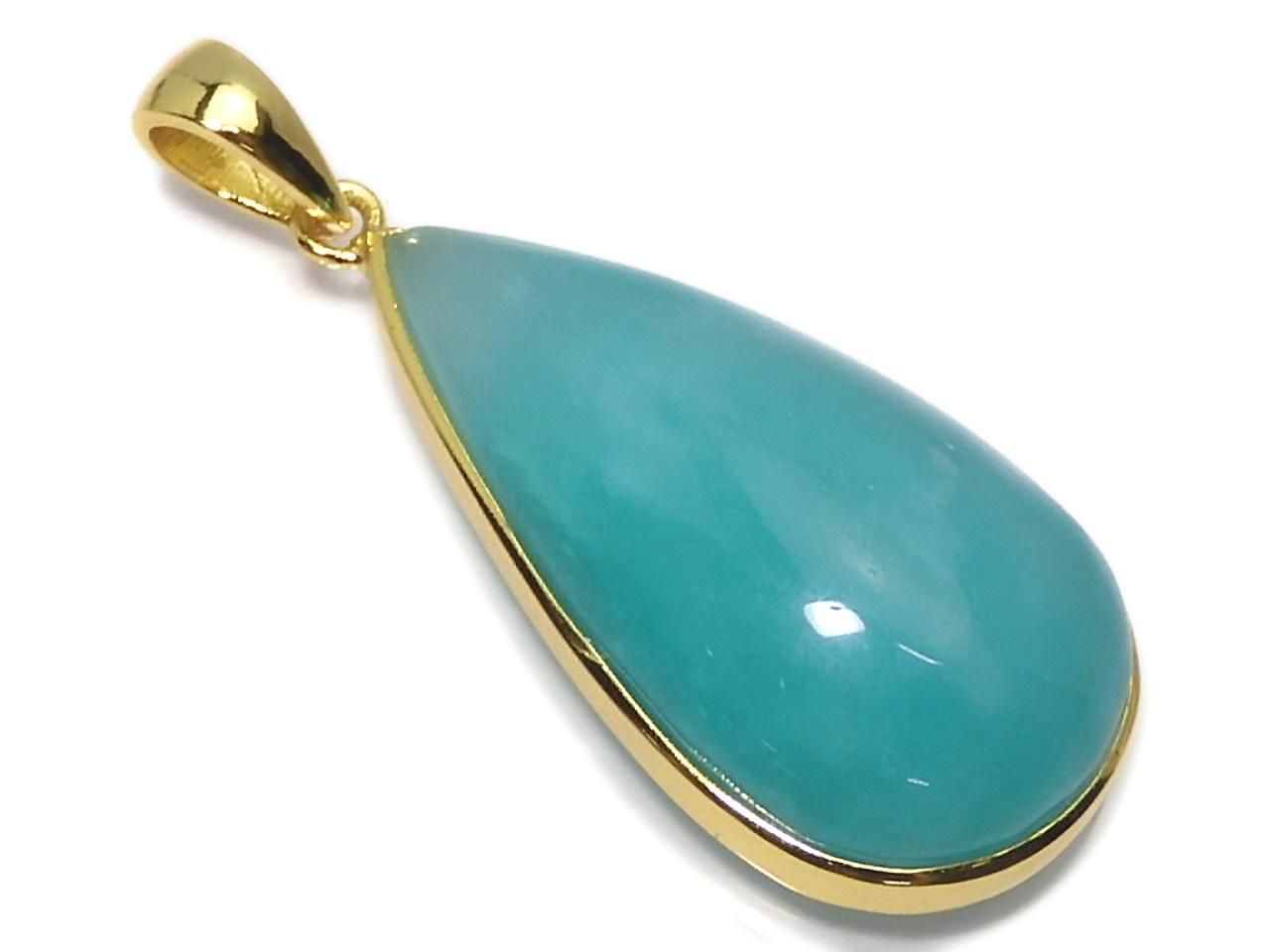 Amazonite Silica AA++ Pendant 18KGP NO.161 [One of a kind]