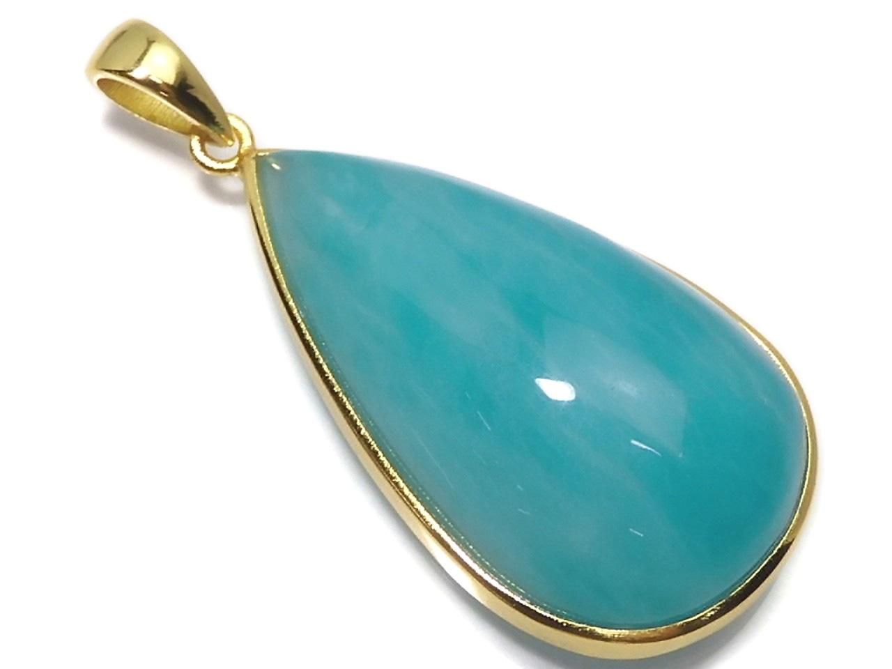 Amazonite Silica AA++ Pendant 18KGP NO.164 [One of a kind]