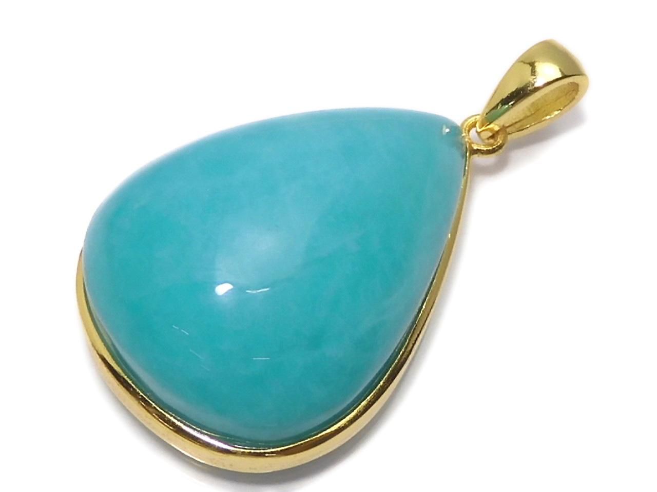 Amazonite Silica AA++ Pendant 18KGP NO.165 [One of a kind]