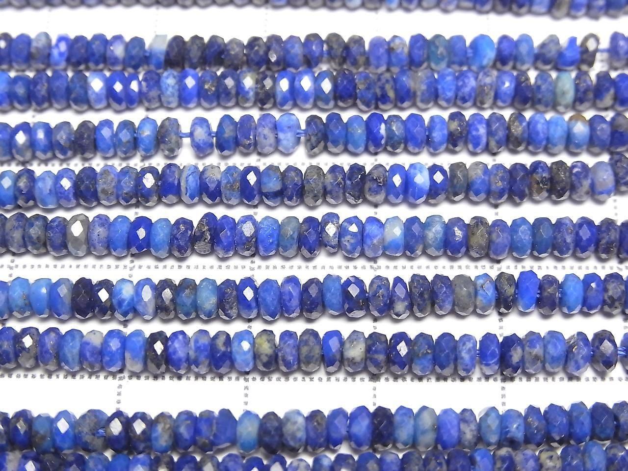 Lapislazuli AA+ Faceted Button Rondelle 3x3x1.5mm 1strand beads (aprx.15inch/38cm)High Quality!