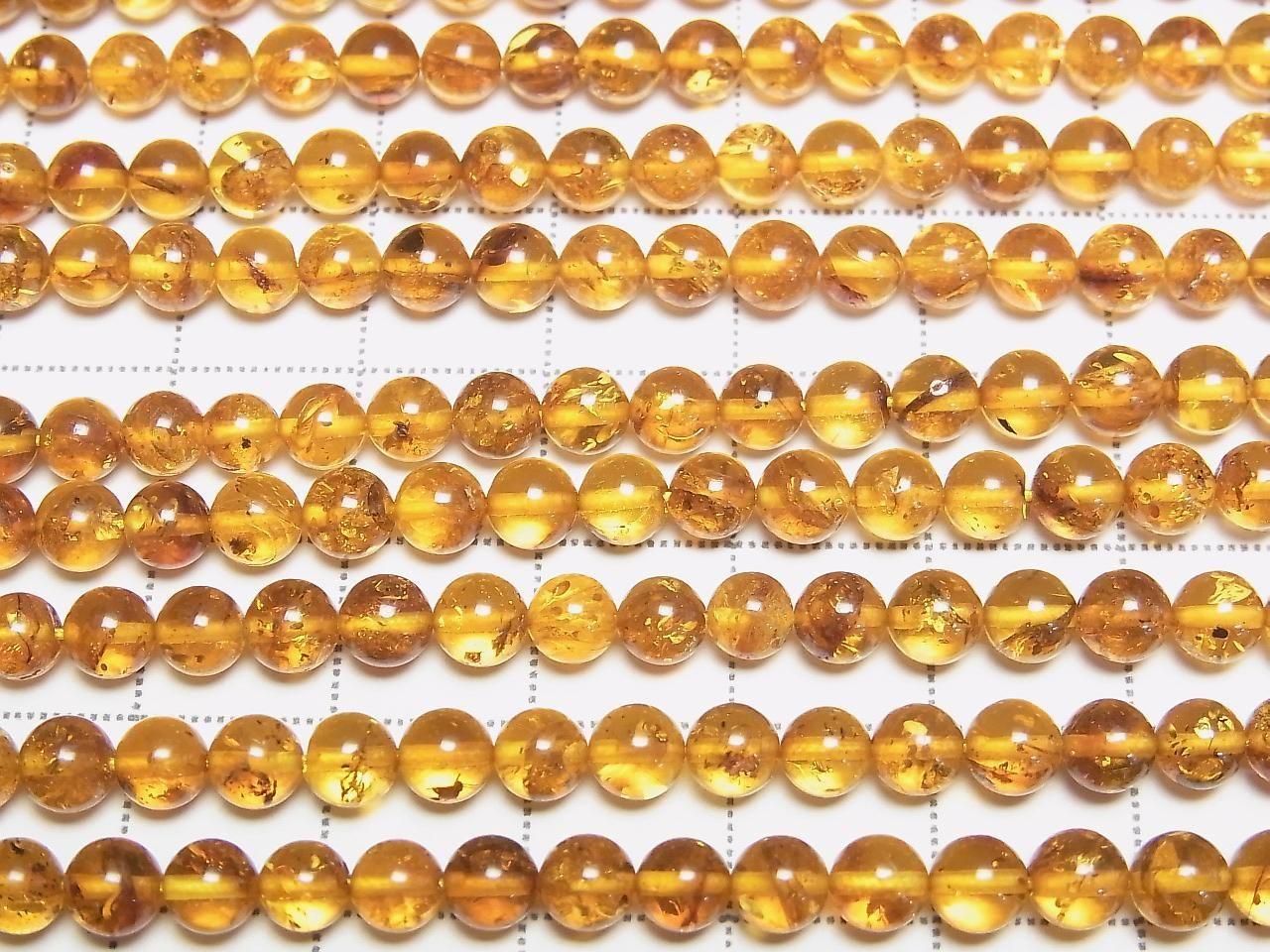 Amber (Baltic Amber) Round 5mm 1strand beads (approx. 15 inches/36 cm)