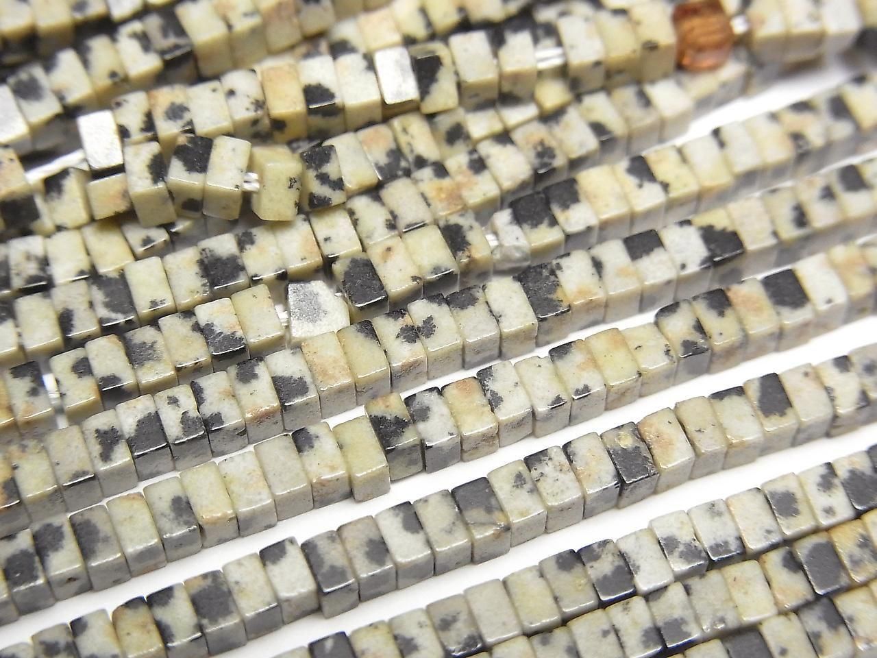 Dalmatian Jasper Square Rondelle (Disc) 2.5x2.5x1.5mm 1strand beads (approx. 15inch/36cm)