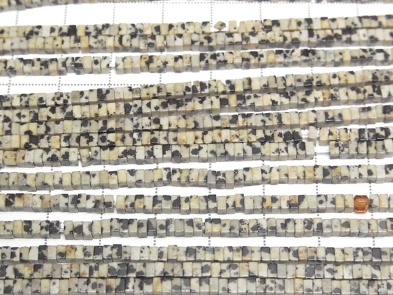 Dalmatian Jasper Square Rondelle (Disc) 2.5x2.5x1.5mm 1strand beads (approx. 15inch/36cm)