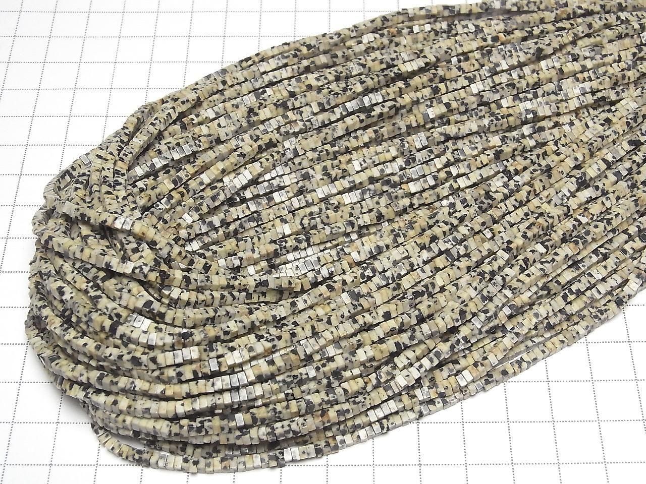 Dalmatian Jasper Square Rondelle (Disc) 2.5x2.5x1.5mm 1strand beads (approx. 15inch/36cm)