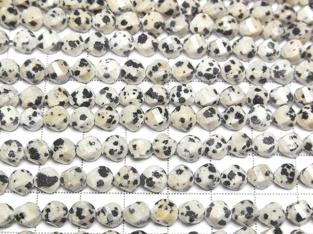 Dalmatian Jasper Twist x Multiple Facets 6x5x5mm 1strand beads 1strand beads beads (approx. 14 inch/35 cm)