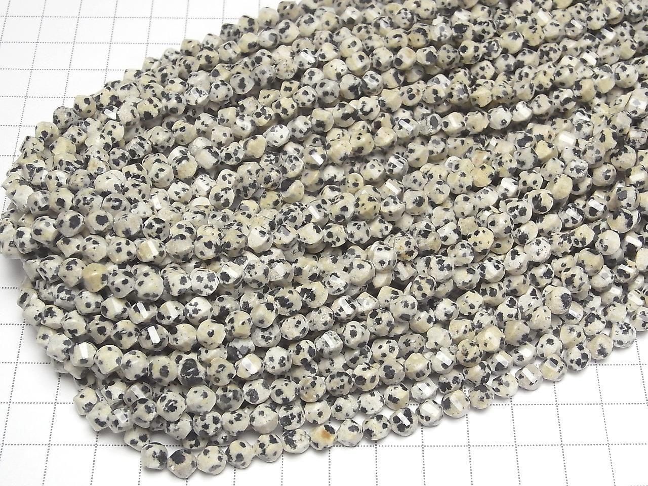 Dalmatian Jasper Twist x Multiple Facets 6x5x5mm 1strand beads 1strand beads beads (approx. 14 inch/35 cm)