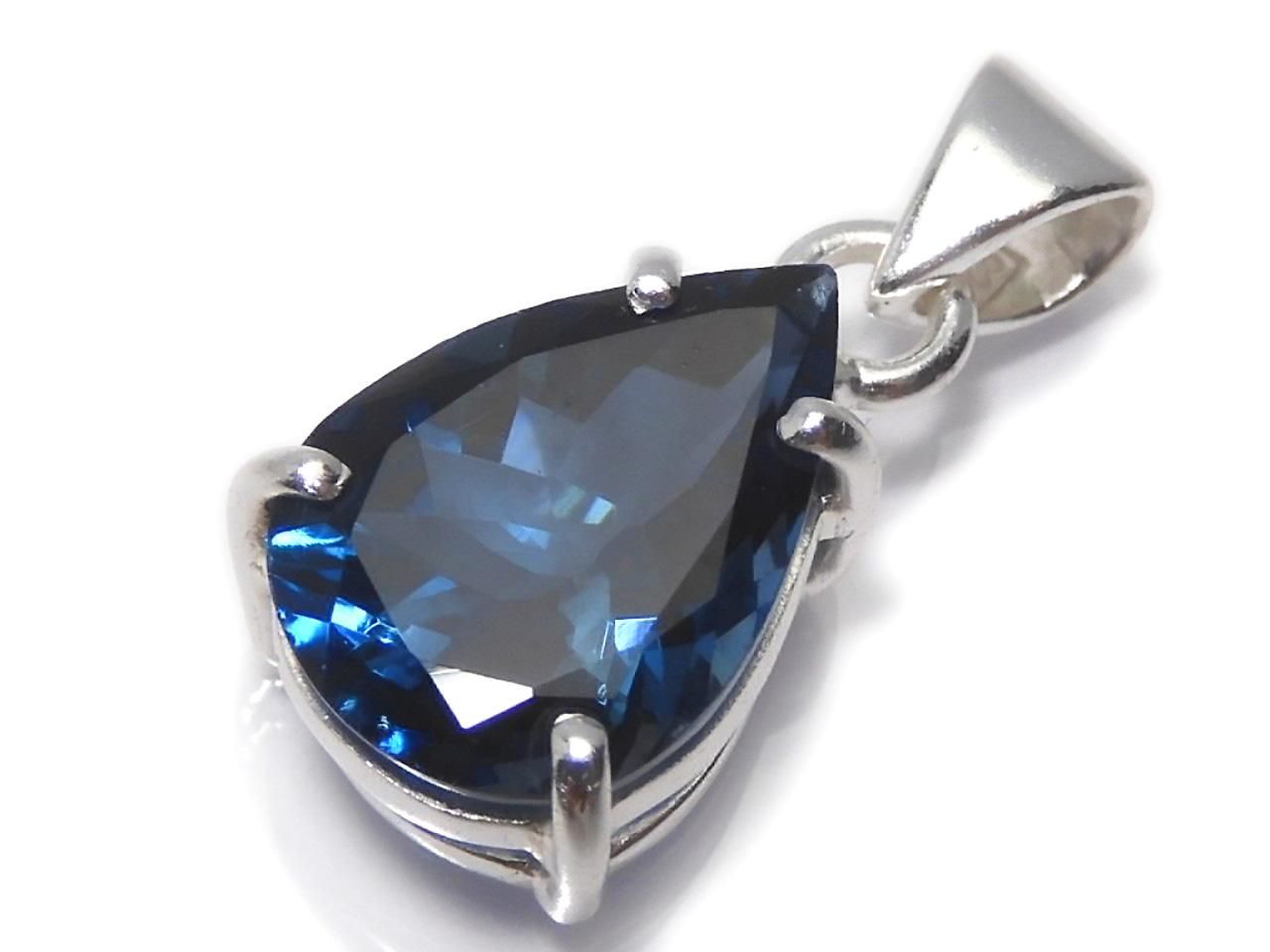 High Quality London Blue Topaz AAA Faceted Pendant Silver925 NO.145 [One of a kind]