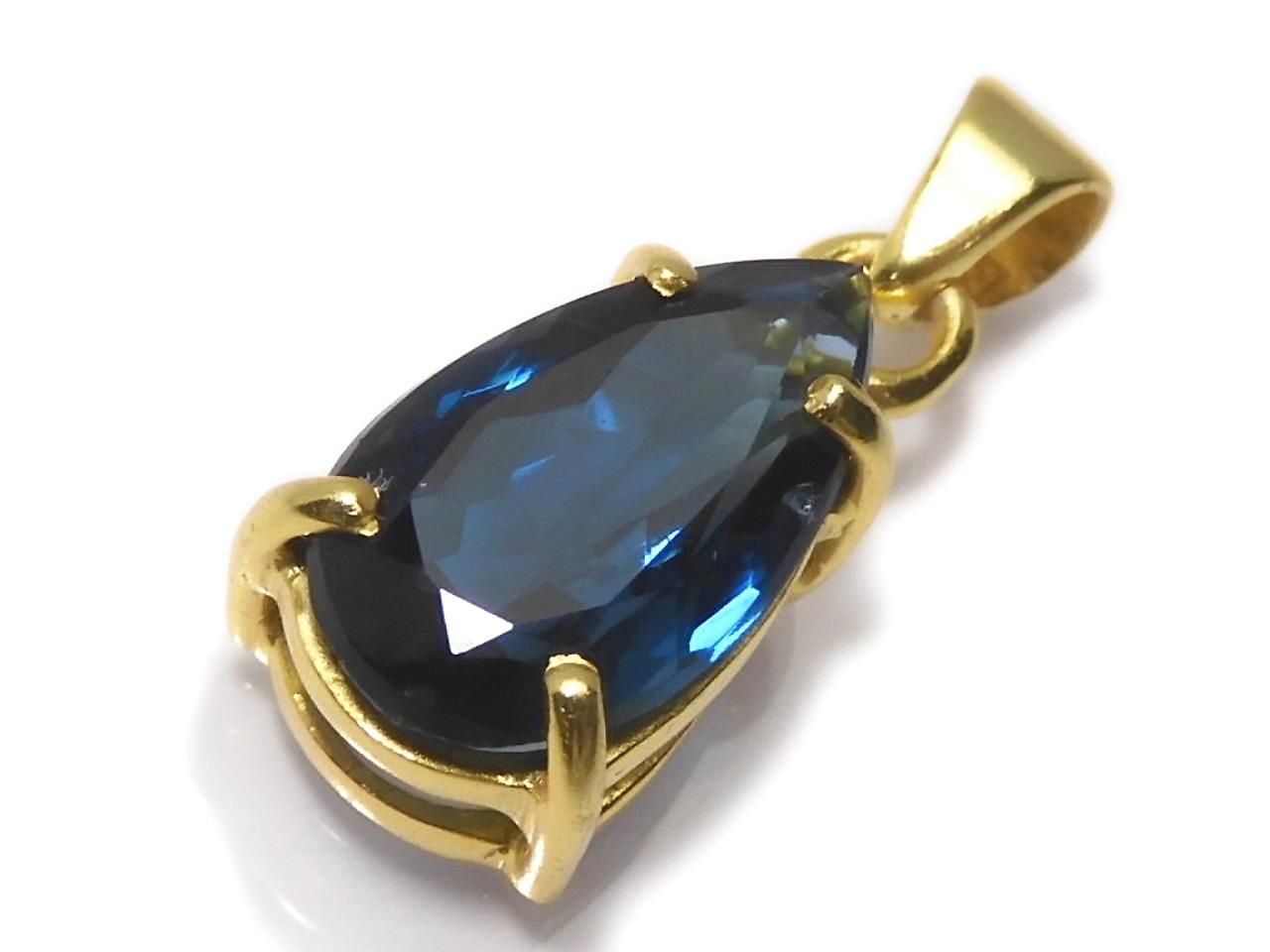 High Quality London Blue Topaz AAA Faceted Pendant 18KGP NO.146 [One of a kind]