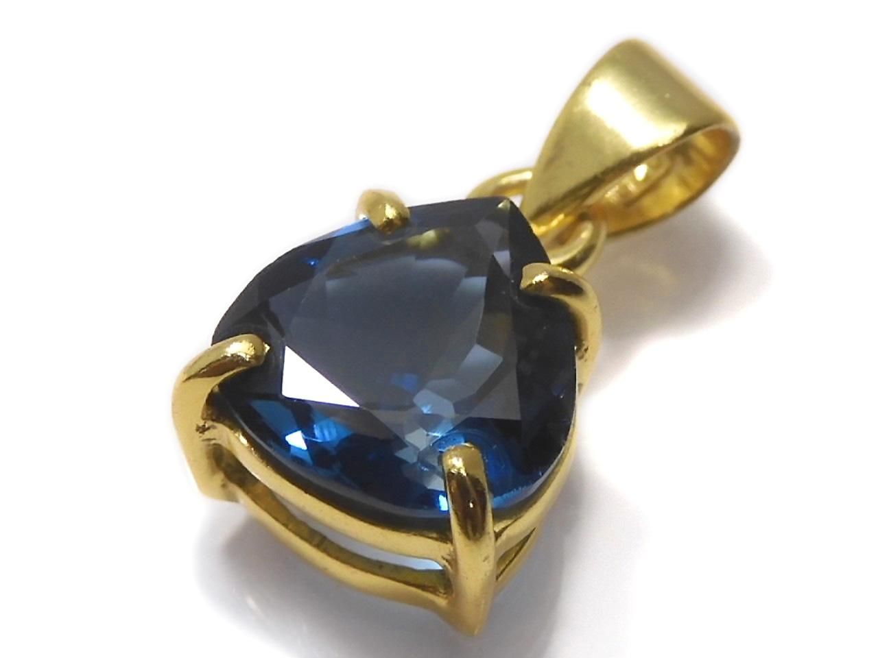 High Quality London Blue Topaz AAA Faceted Pendant 18KGP NO.147 [One of a kind]