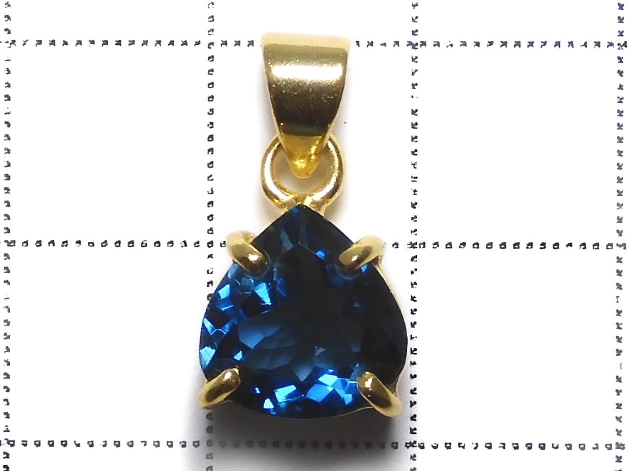 High Quality London Blue Topaz AAA Faceted Pendant 18KGP NO.147 [One of a kind]