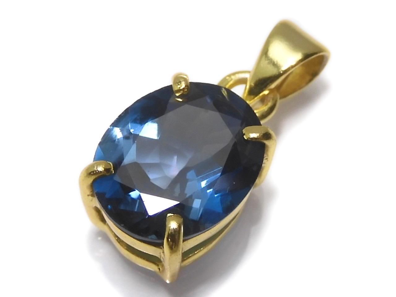 High Quality London Blue Topaz AAA Faceted Pendant 18KGP NO.148 [One of a kind]