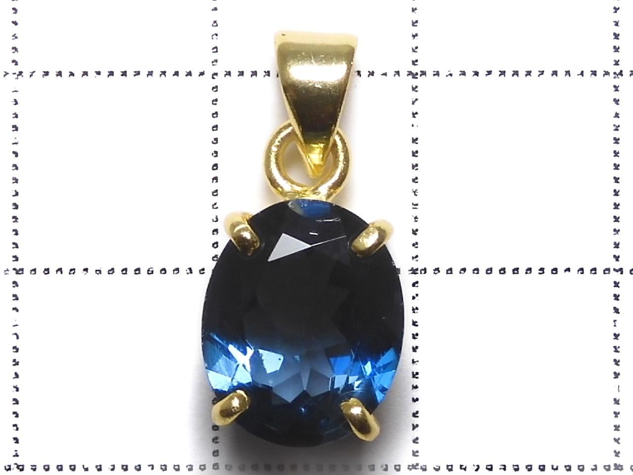 High Quality London Blue Topaz AAA Faceted Pendant 18KGP NO.148 [One of a kind]