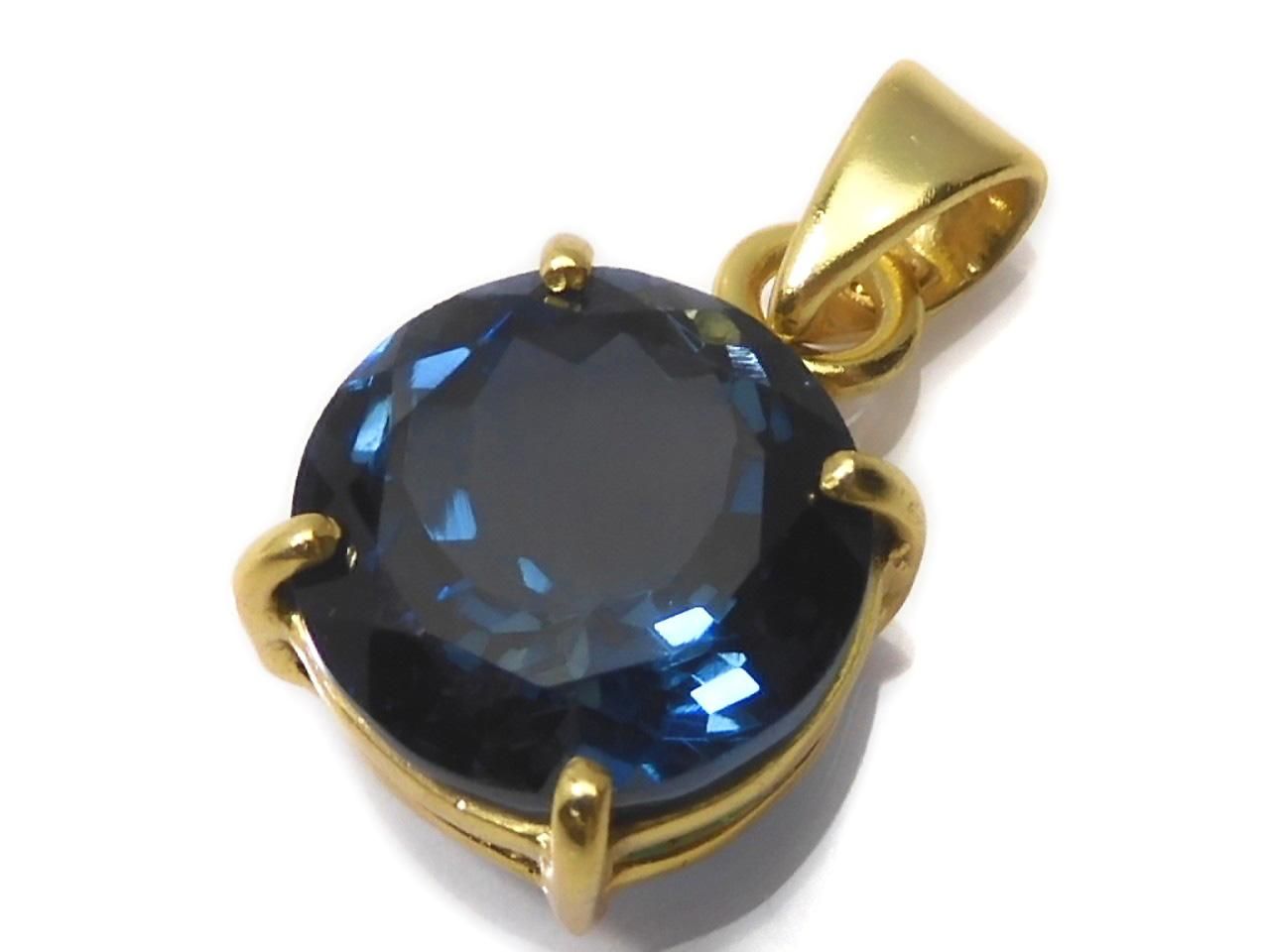 High Quality London Blue Topaz AAA Faceted Pendant 18KGP NO.150 [One of a kind]