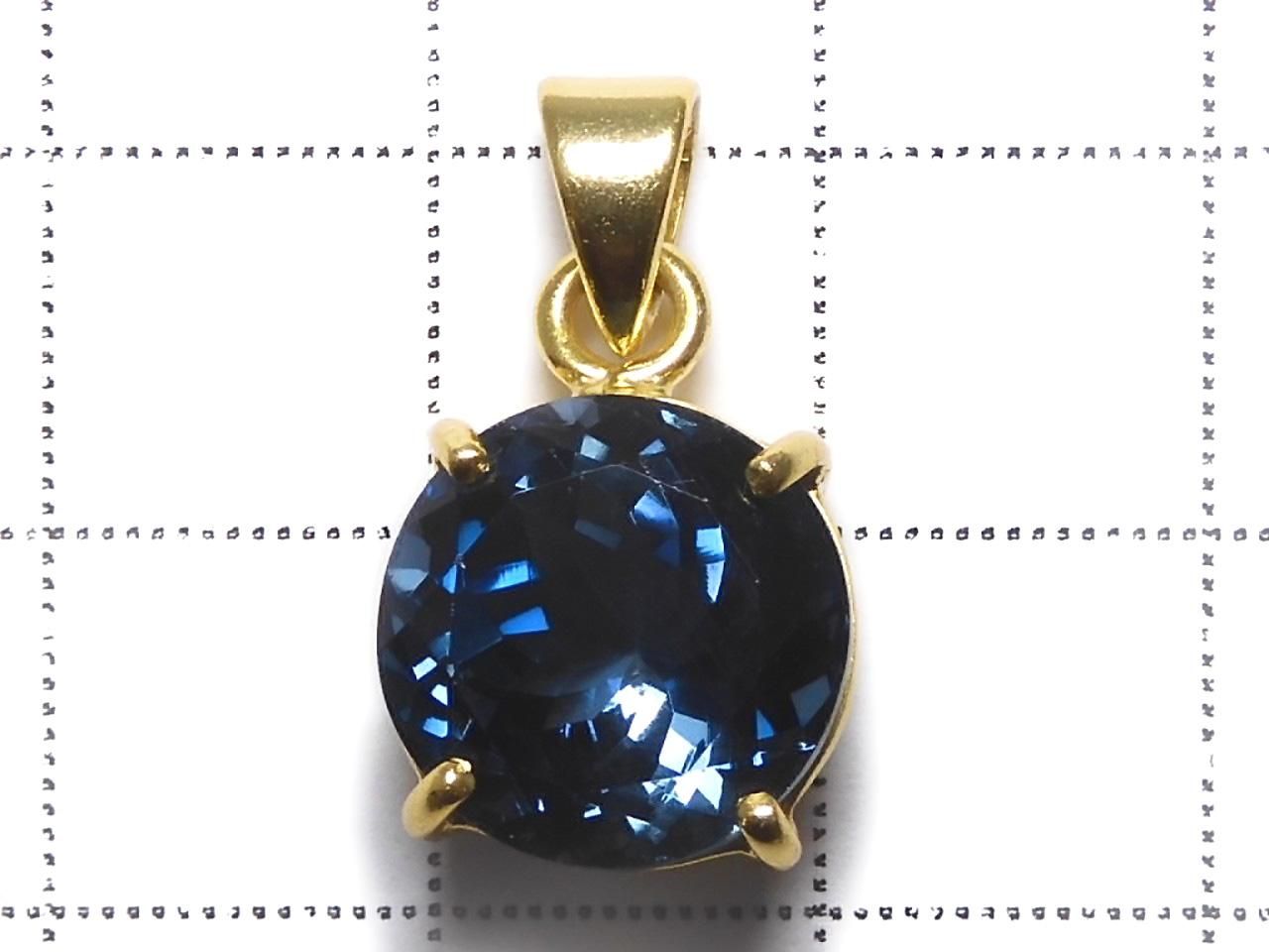 High Quality London Blue Topaz AAA Faceted Pendant 18KGP NO.150 [One of a kind]