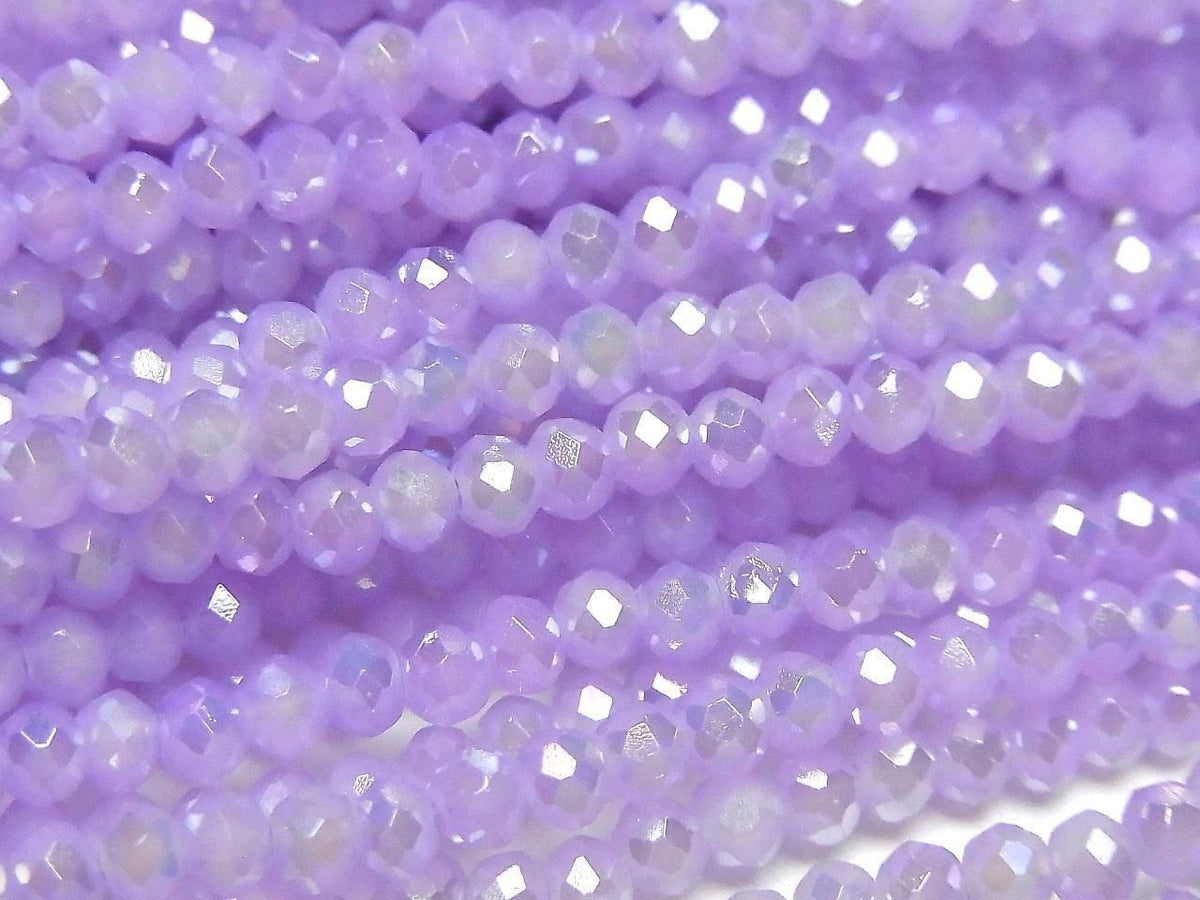 Glass Beads Faceted Button Rondelle 3x3x2.5mm Milky Purple Silver-AB 1strand beads (approx. 14inch/34cm)