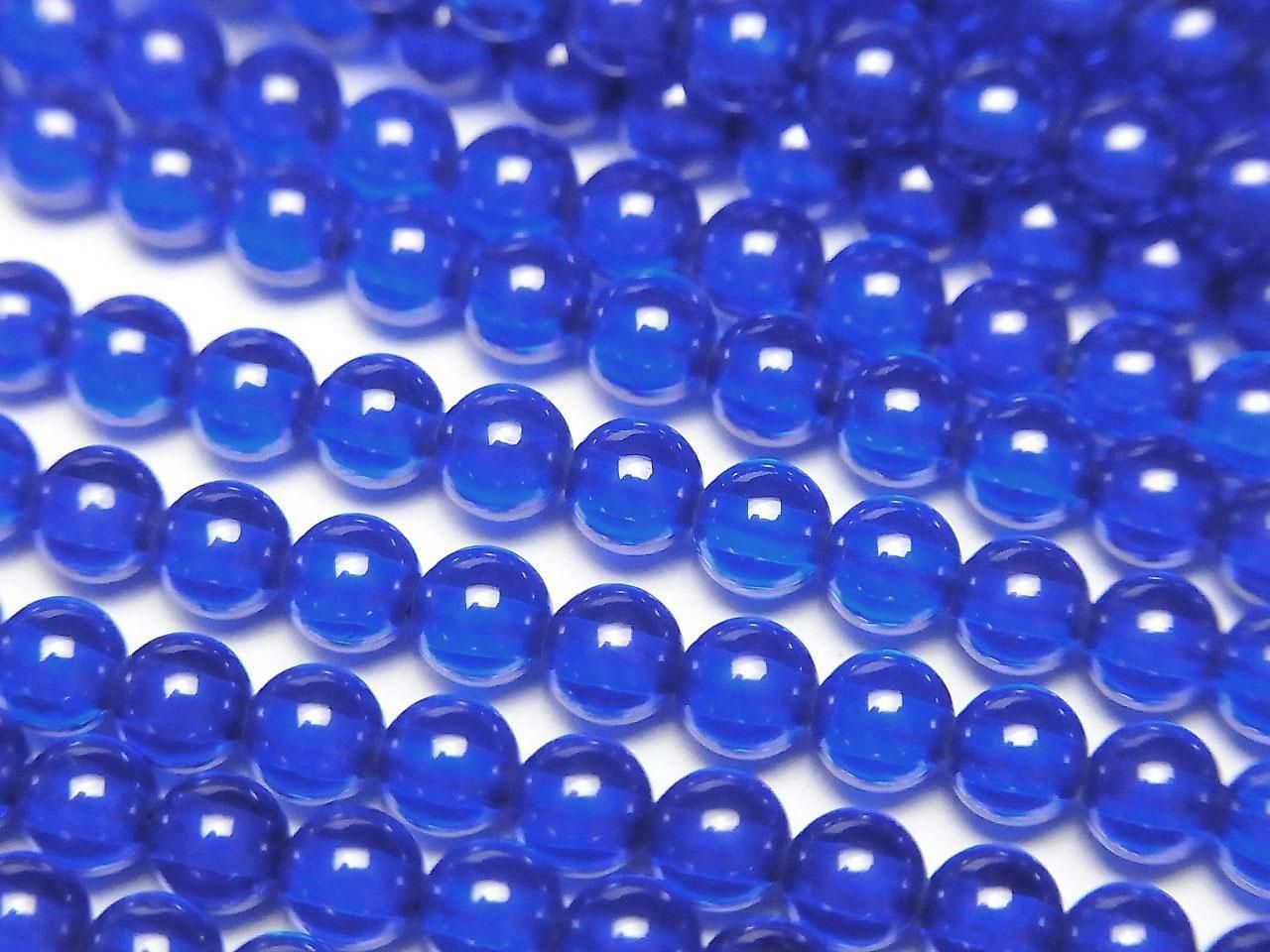 Synthetic Sapphire AAA Round 4mm half or 1strand beads (aprx.15inch/36cm)