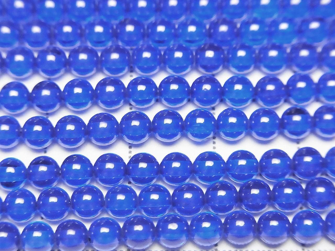 Synthetic Sapphire AAA Round 4mm half or 1strand beads (aprx.15inch/36cm)