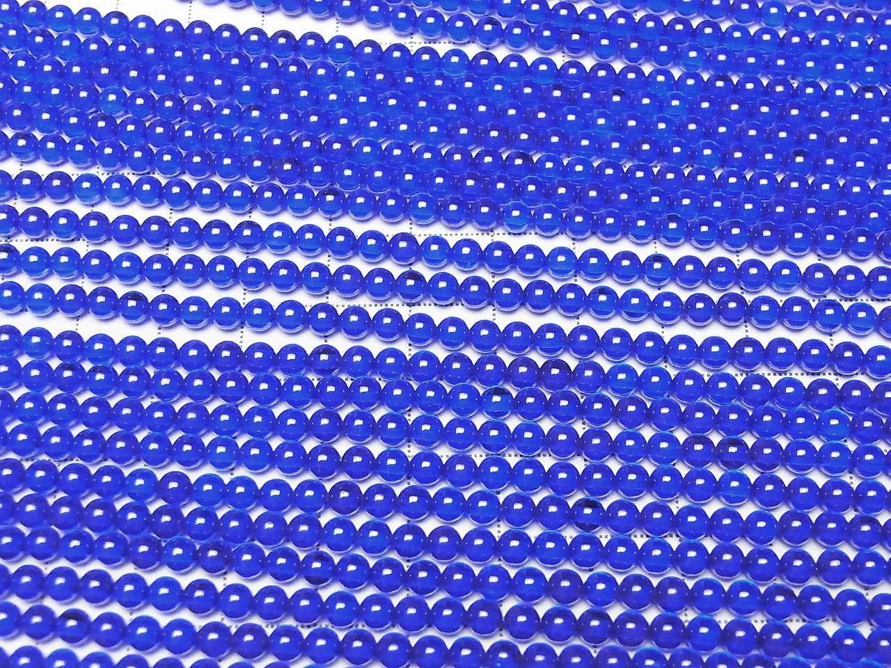 Synthetic Sapphire AAA Round 4mm half or 1strand beads (aprx.15inch/36cm)