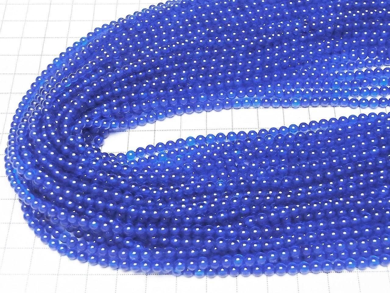 Synthetic Sapphire AAA Round 4mm half or 1strand beads (aprx.15inch/36cm)