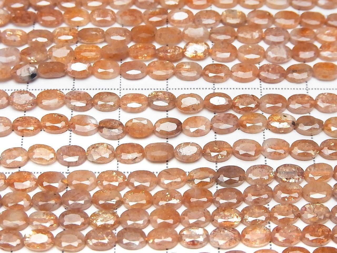 Sunstone AA++ Faceted Oval 6x4mm half or 1strand beads (aprx.14inch/35cm)High Quality!