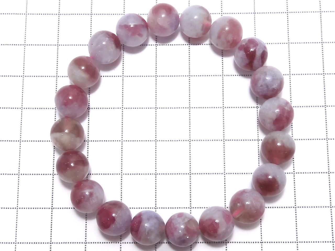Pink Tourmaline Silica AA++ Round 9.5mm 1strand beads (Bracelet) NO.2 [One of a kind]
