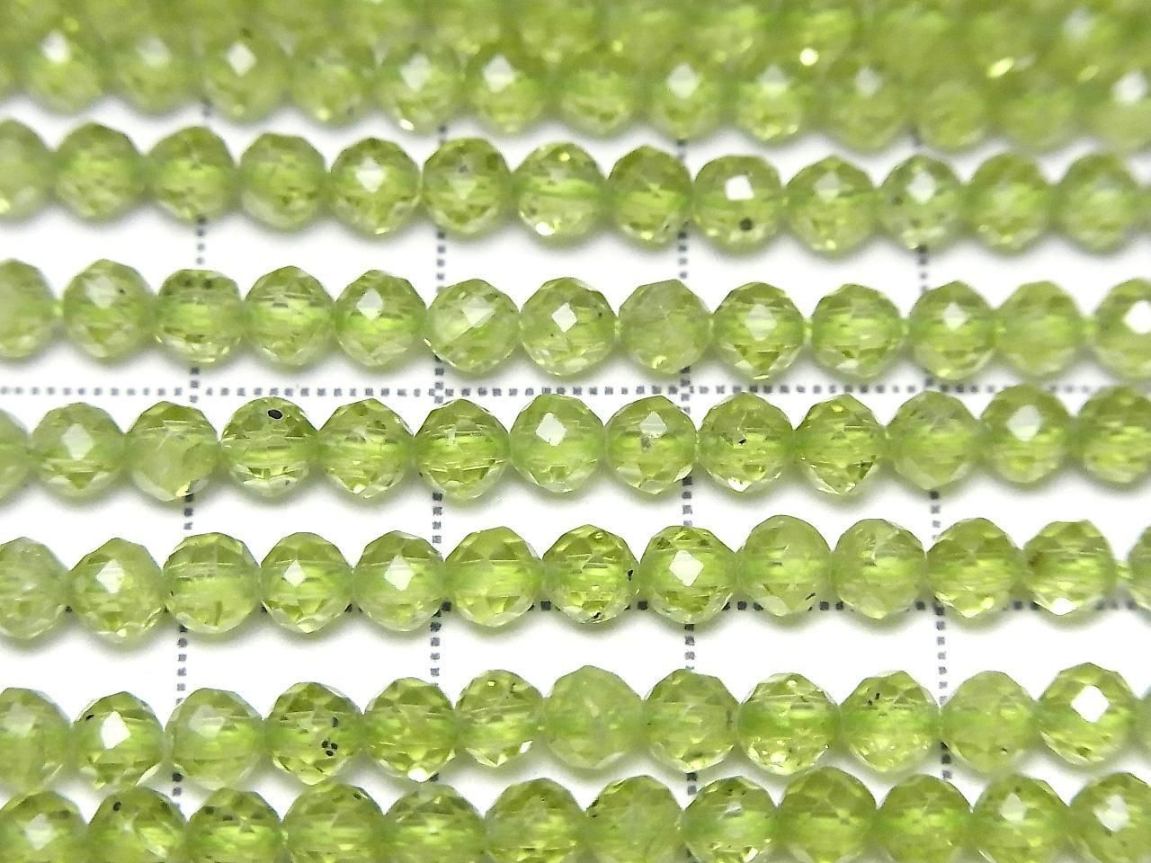 Peridot AAA Faceted Round 4mm half or 1strand beads (aprx.15inch/37cm)High Quality!