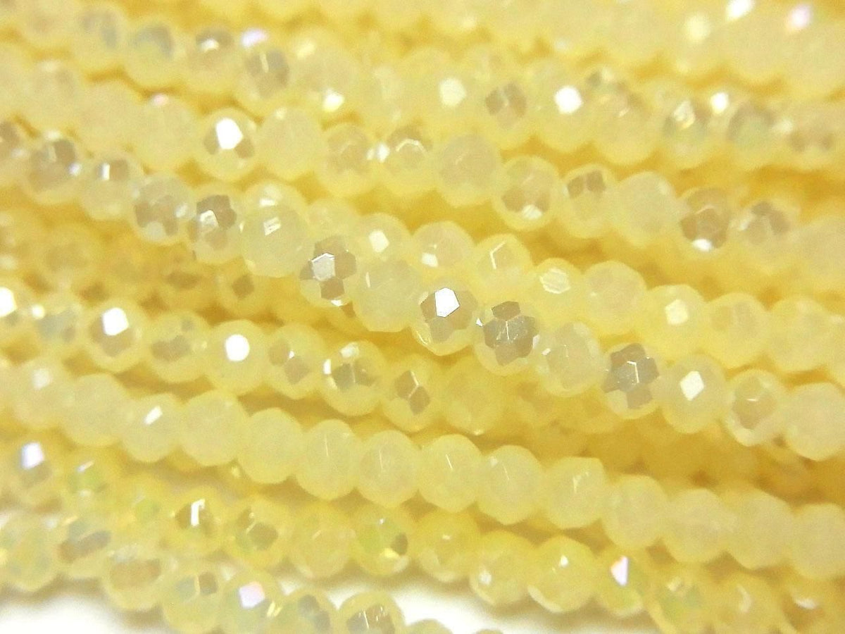 Glass Beads Faceted Button Rondelle 3x3x2.5mm Milky Yellow Silver-AB 1strand beads (approx. 14inch/34cm)