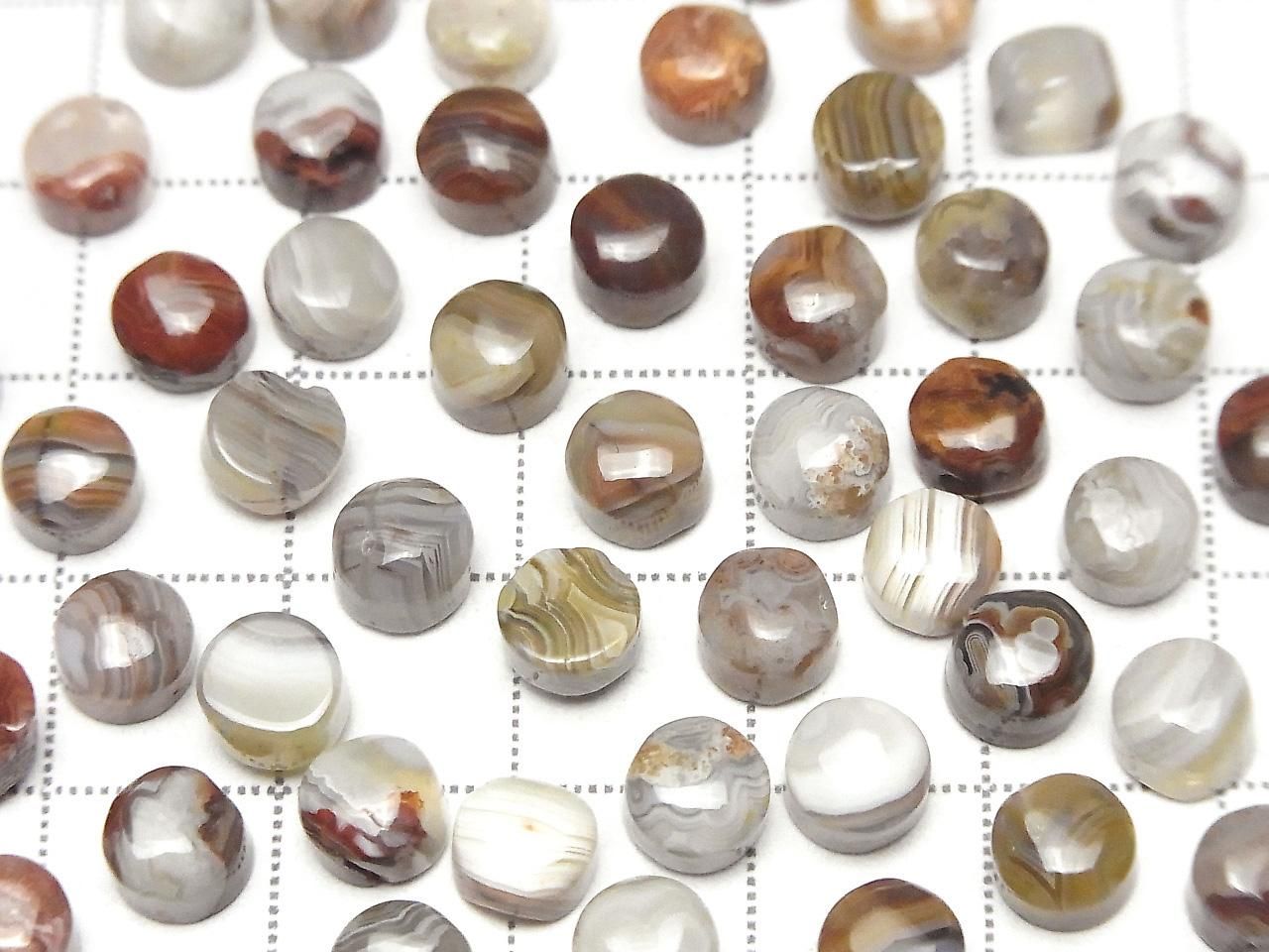 Laguna Lace Agate Round Cabochon 6x6mm 5pcs