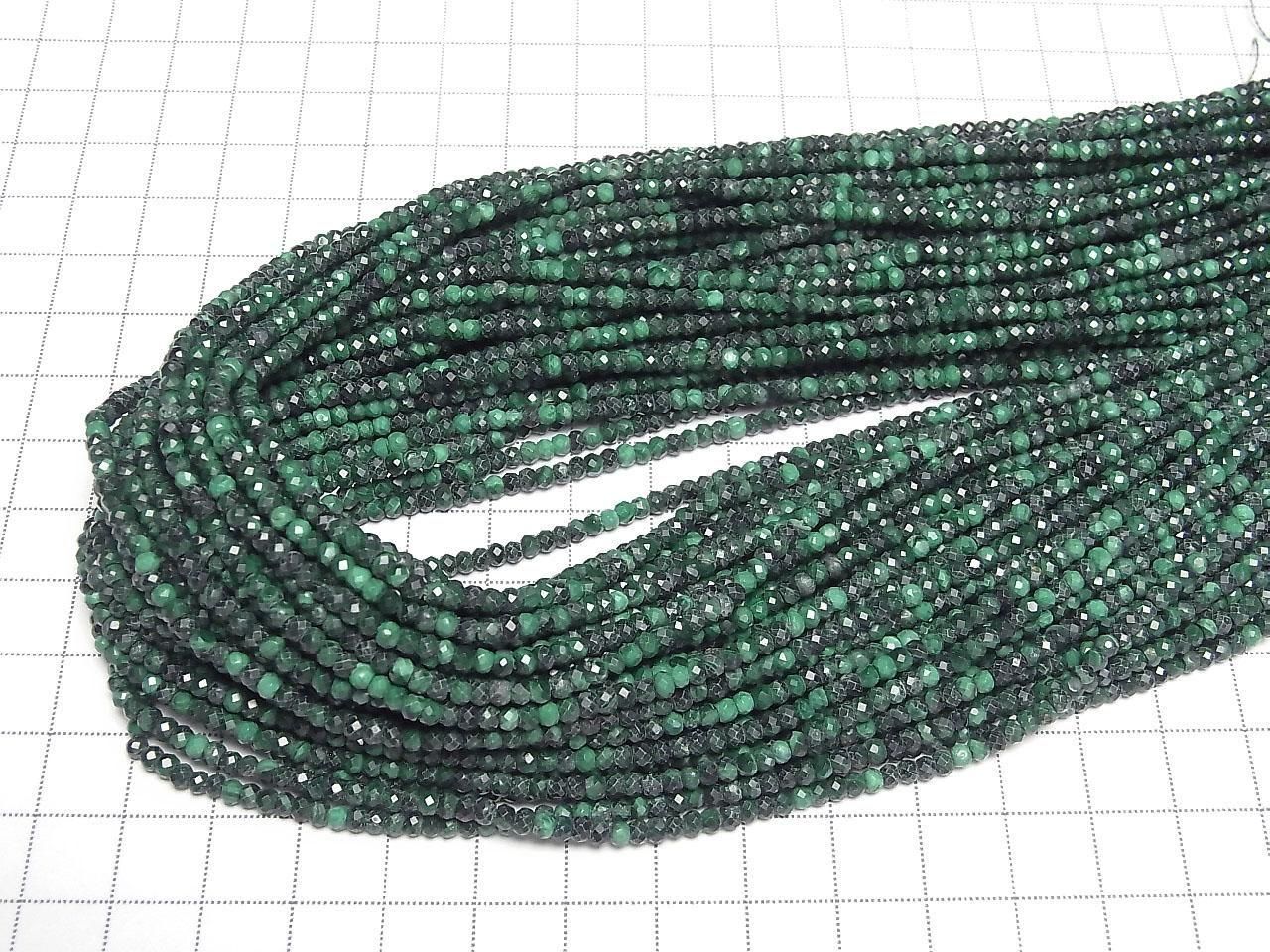 Malachite AA+ Faceted Button Rondelle 3x3x2mm 1strand beads (aprx.15inch/37cm)High Quality!
