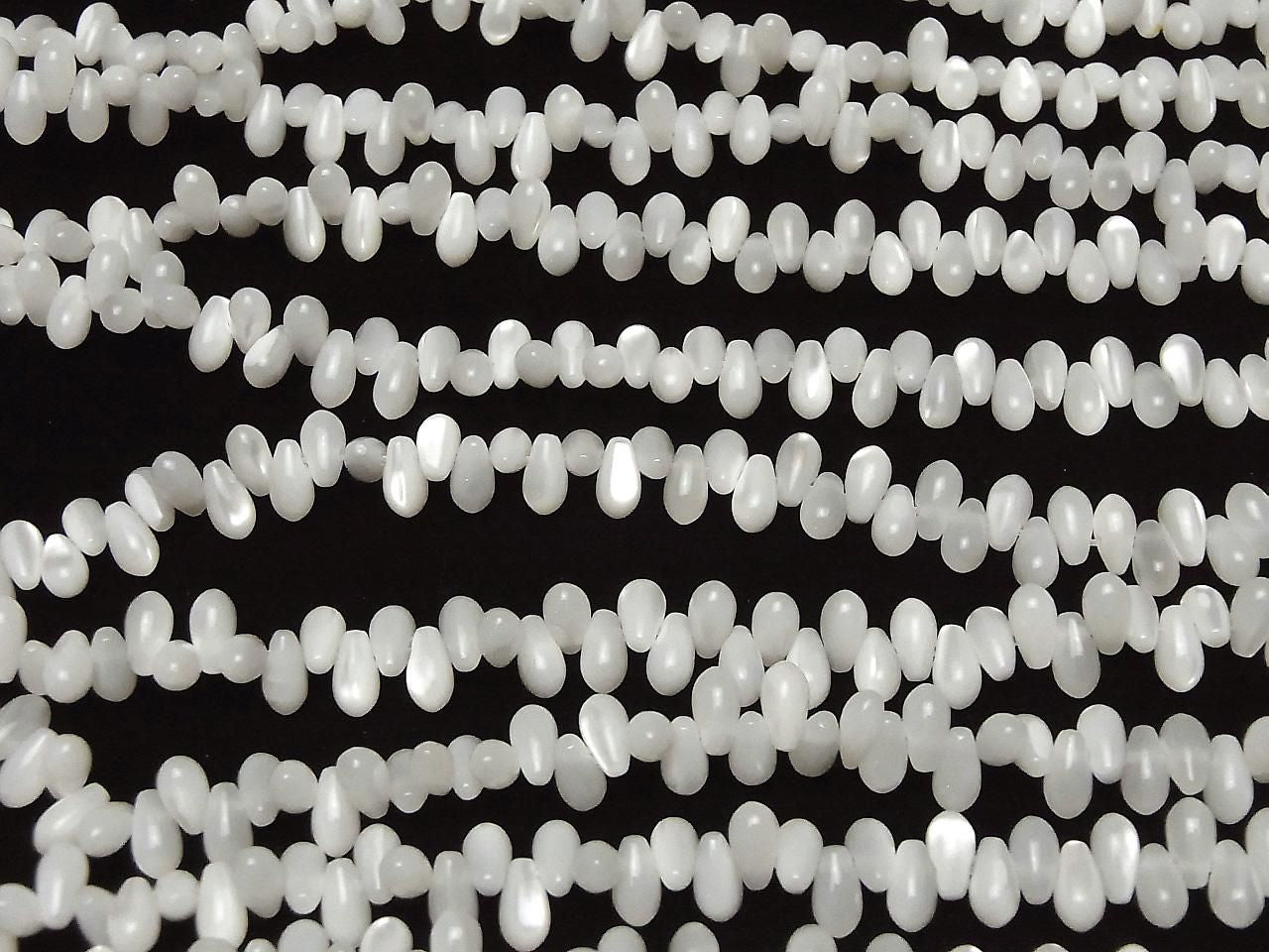 Mother of Pearl (MOP) White Drop Beads (Smooth) 7x4x4mm 1strand beads (approx. 15inch/36cm)