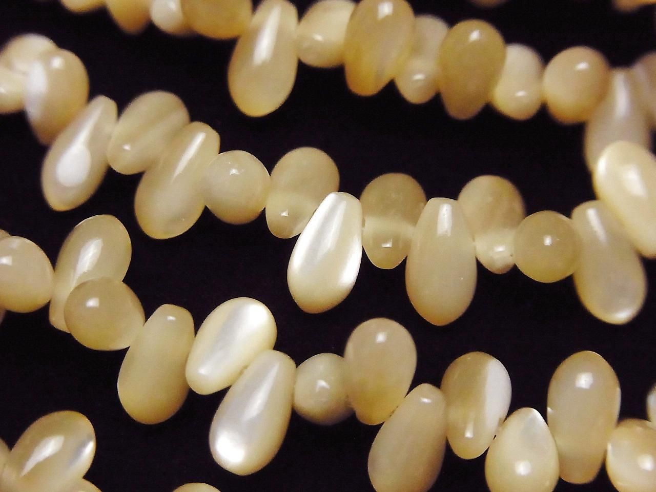 Mother of Pearl (MOP) Beige Drop Beads (Smooth) 7x4x4mm 1strand beads (approx. 15inch/36cm)